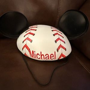 Mickey Mouse baseball ears with name Michael